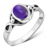 Amethyst Stone Celtic Knot Silver Ring, r5